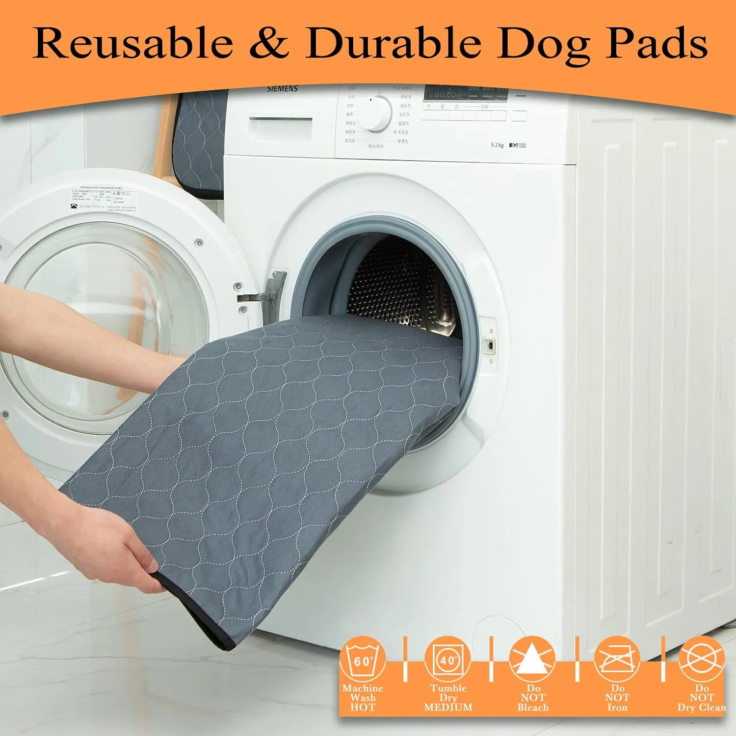 Washable Pee Pads for Dogs 72x72, 2 Pack, Extra Large Reusable Puppy Pads, Dog Training Pads with Quick Dry, Large Anti-Slip Dog Pee Pads, Whelping Pads, Potty Pad