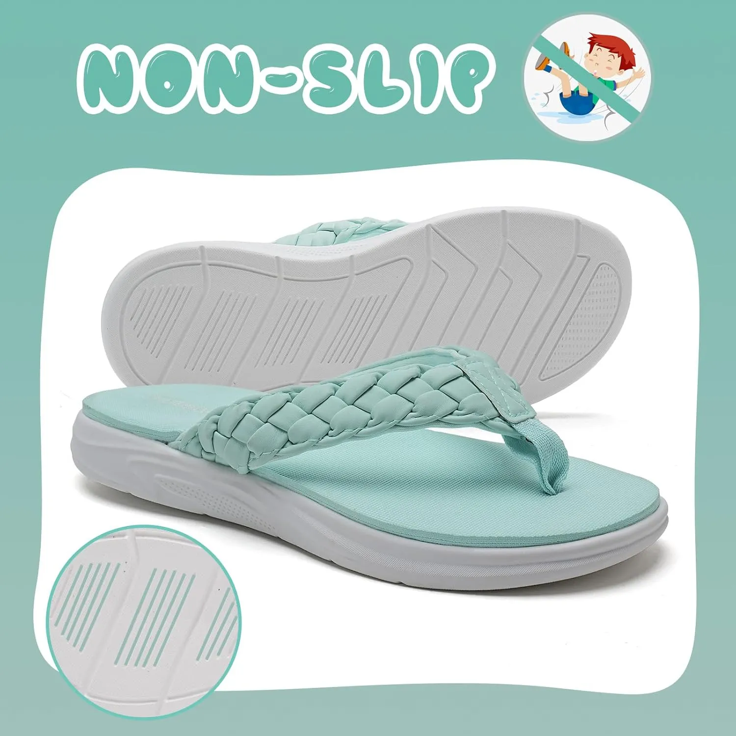 WateLves Girls Flip Flops Non-Slip Casual Thong Sandals Summer Sandal Shoes for Beach Swim Pool (Little Kid/Big Kid)
