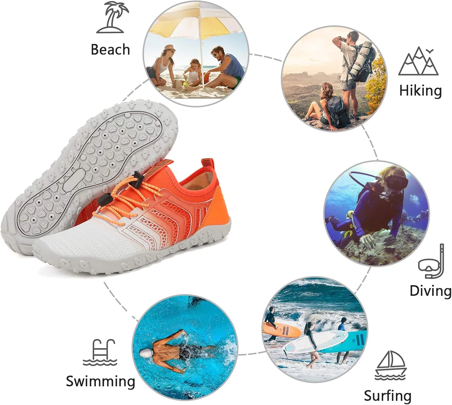 WateLves Water Shoes Mens Womens Barefoot Beach Swim Shoes Quick-Dry Aqua Socks for Surf Pool Yoga Water Aerobics