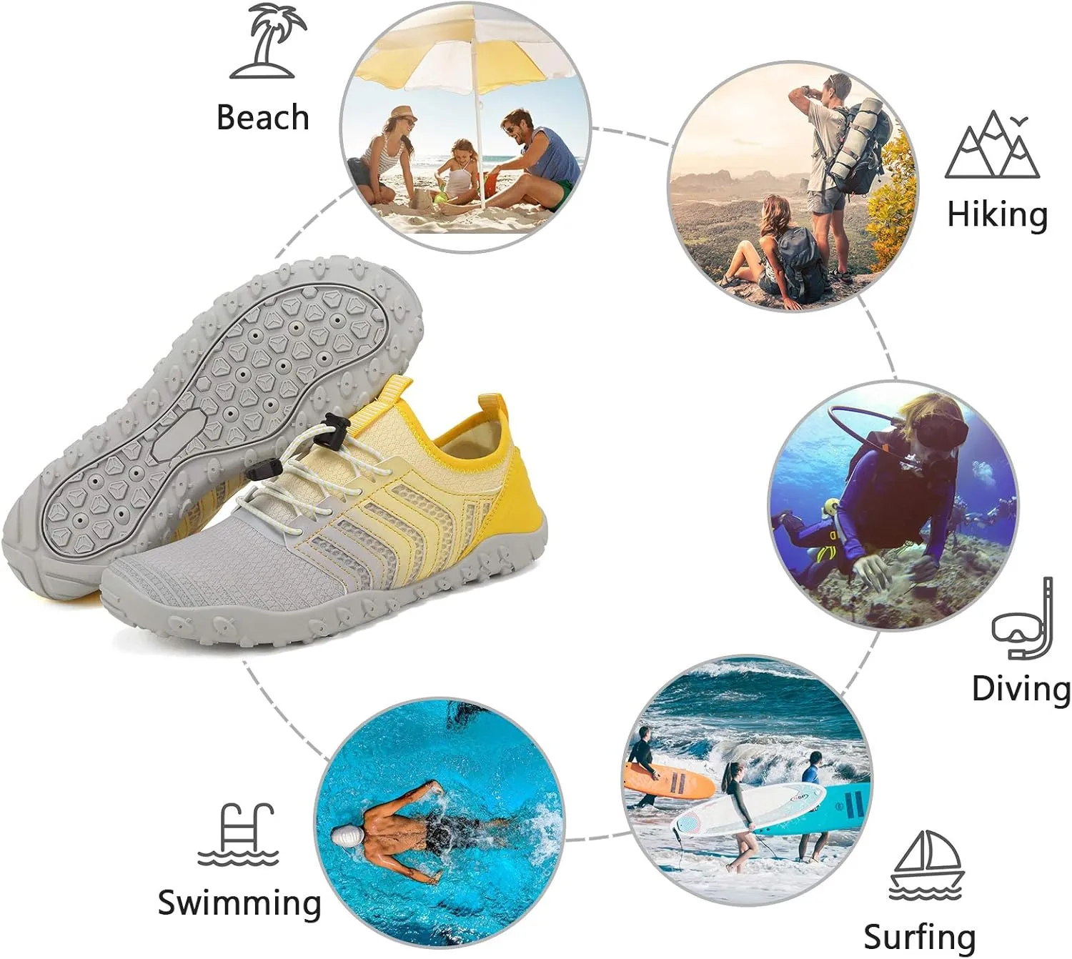 WateLves Water Shoes Mens Womens Barefoot Beach Swim Shoes Quick-Dry Aqua Socks for Surf Pool Yoga Water Aerobics