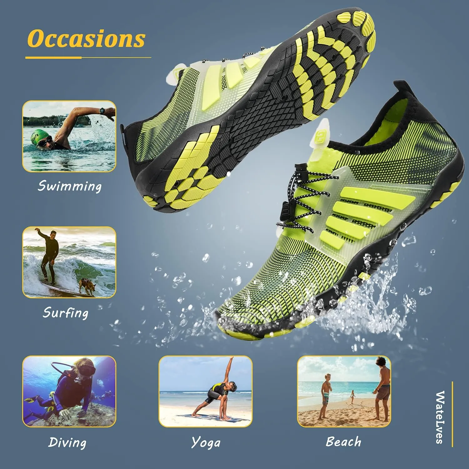 WateLves Water Shoes Mens Womens Beach Swim Shoes Quick-Dry Aqua Socks Pool Shoes for Surf Yoga Water Aerobics