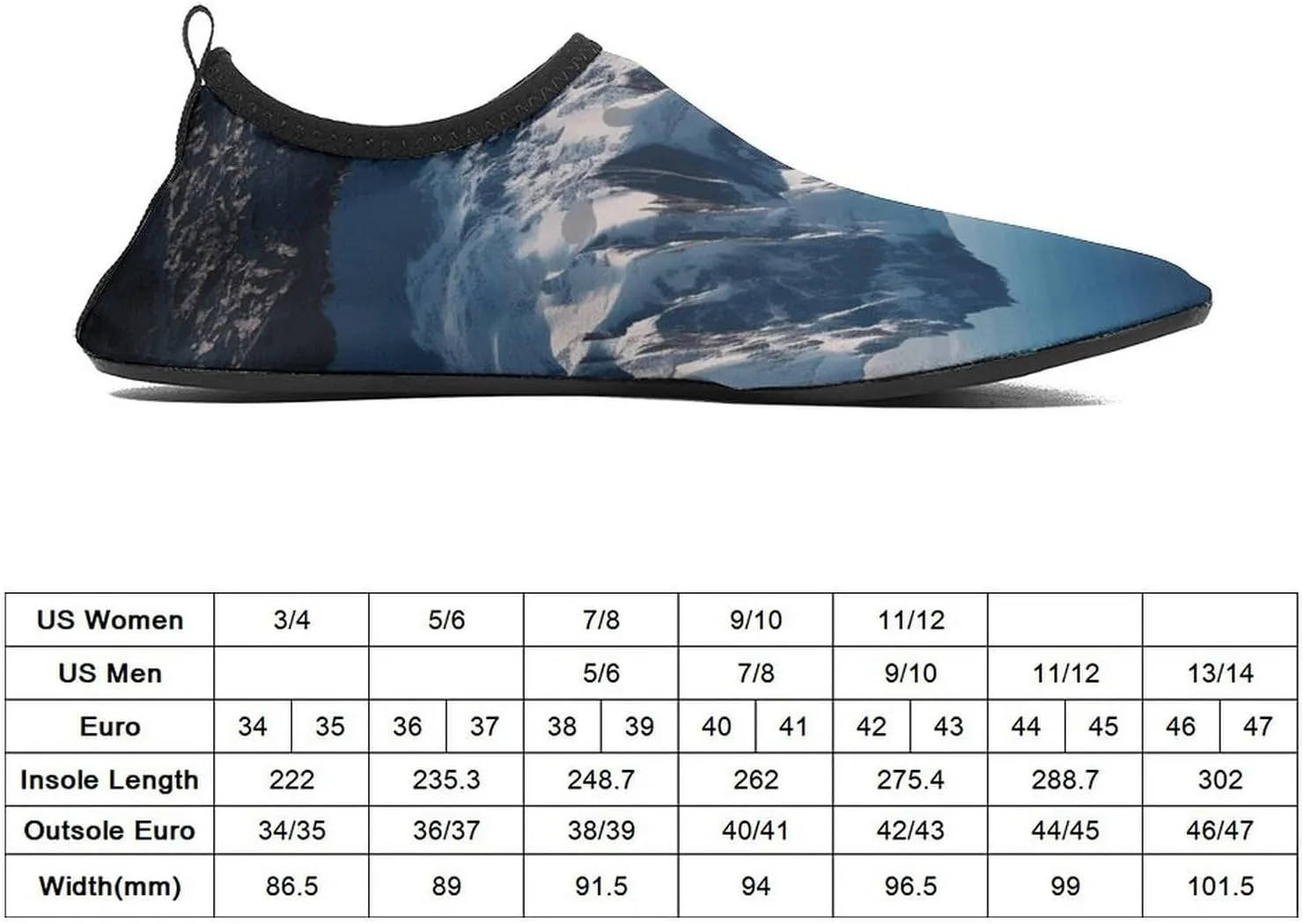 Water Shoes for Women Men Barefoot Water Sports Shoes Melting Snow Mountain Aqua Socks Quick-Dry Beach Shoes