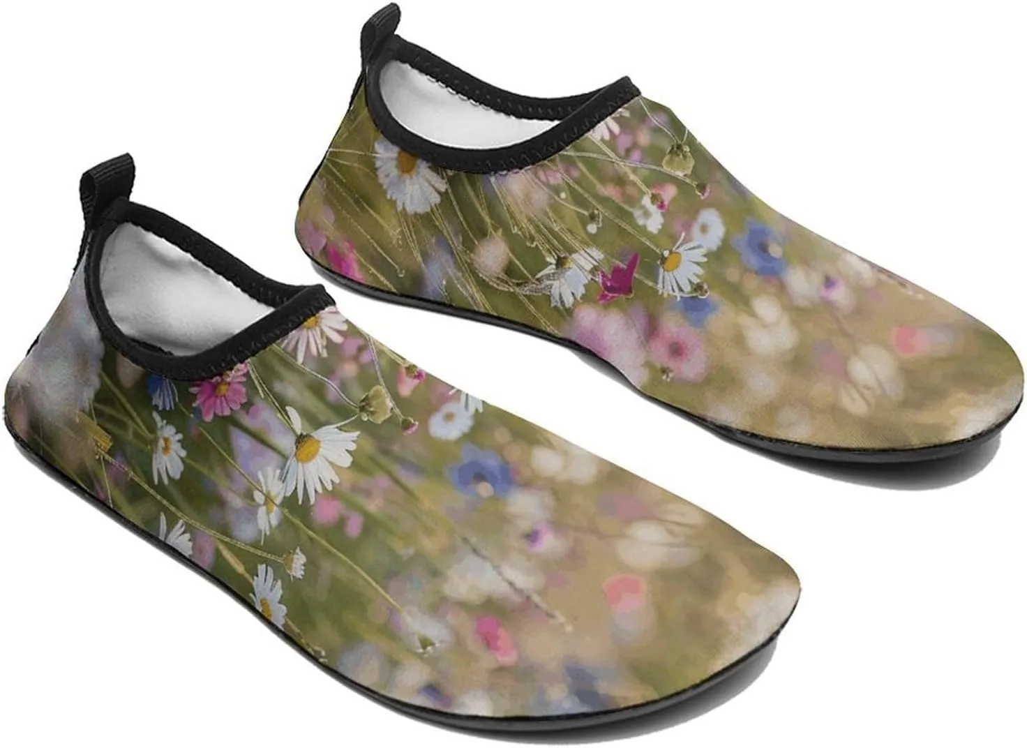 Water Shoes for Women Men Quick-Dry Aqua Socks Swim Pool Barefoot Shoes Flowers in The Field Beach Shoes