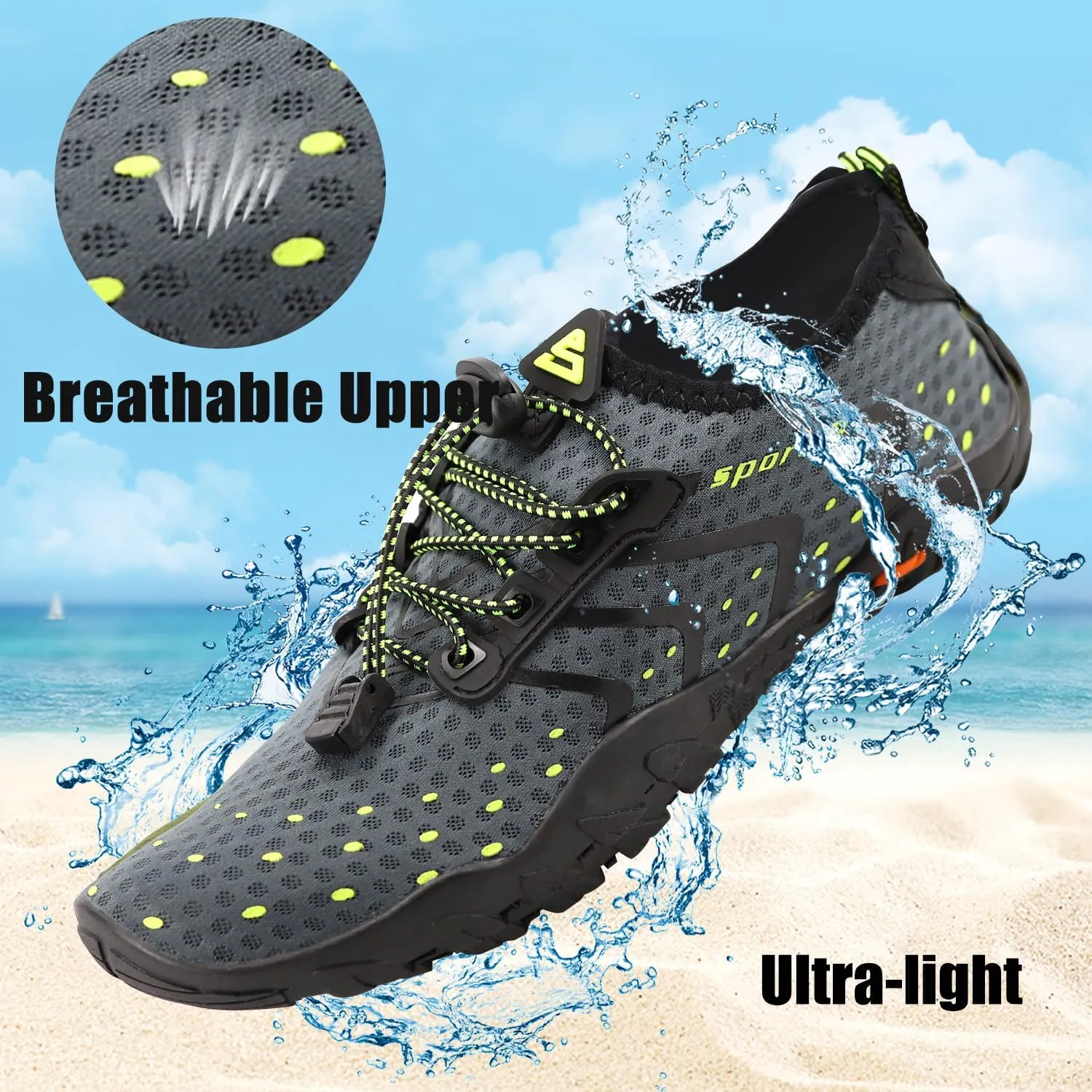 Water Shoes for Women Men, Quick Dry Barefoot Aqua Shoes Beach Swim Sports Outdoor Hiking Diving Surf