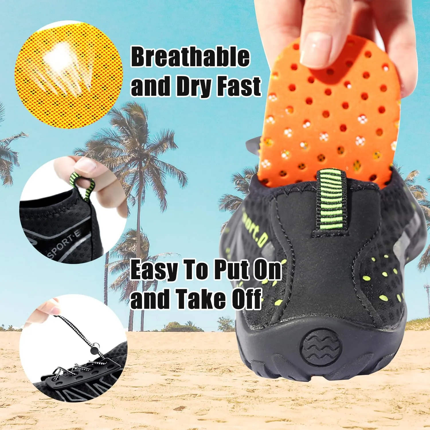 Water Shoes for Women Men, Quick Dry Barefoot Aqua Shoes Beach Swim Sports Outdoor Hiking Diving Surf
