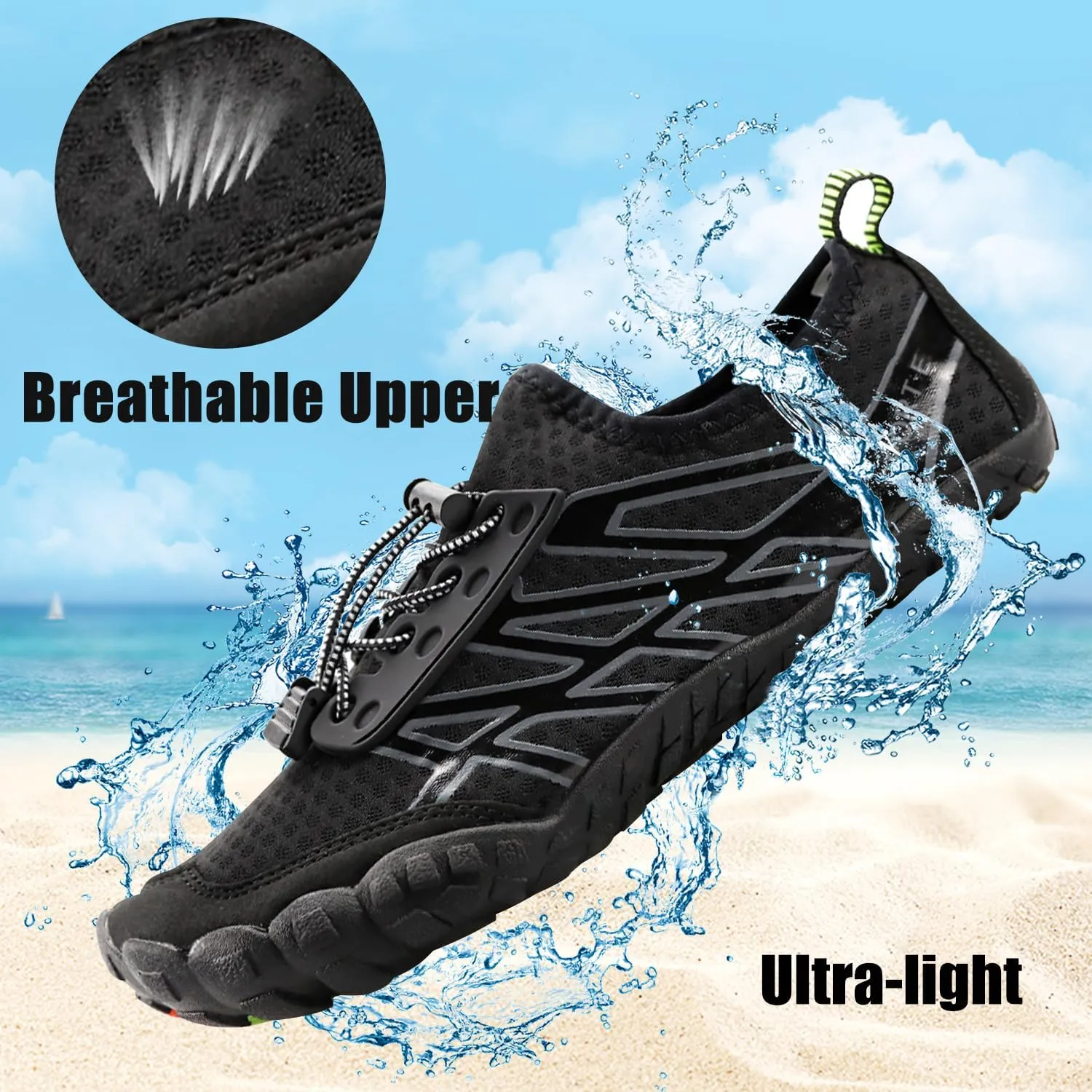 Water Shoes for Women Men, Quick Dry Barefoot Aqua Shoes Beach Swim Sports Outdoor Hiking Diving Surf