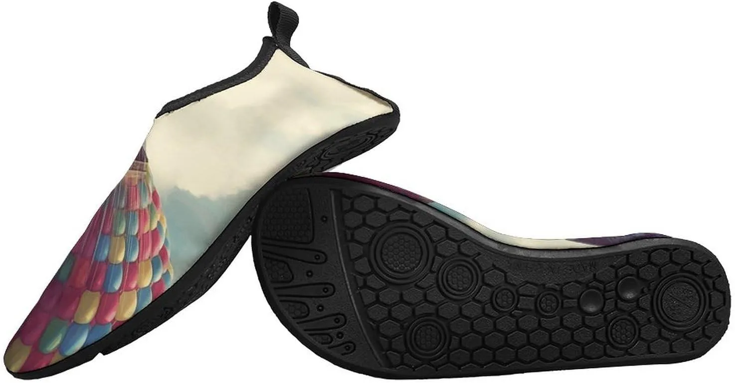 Water Shoes for Women Men Swim Beach Shoes Quick Dry Barefoot Aqua Shoes Hot Air Balloon Take Wooden House Sport Shoes Hiking Shoes