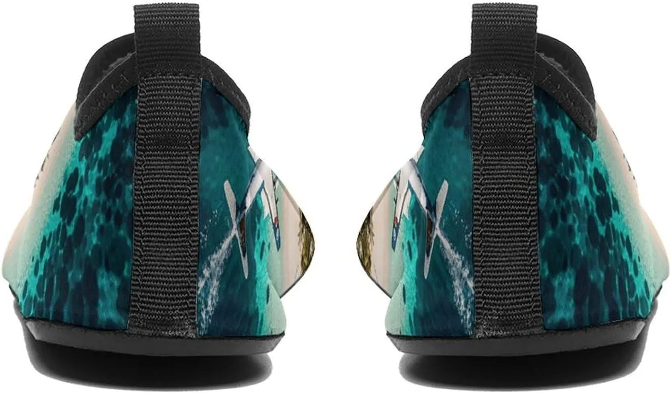 Water Shoes for Women Men Swim Beach Shoes Quick Dry Barefoot Aqua Shoes Romantic Island Airplane Pattern Sport Shoes Hiking Shoes