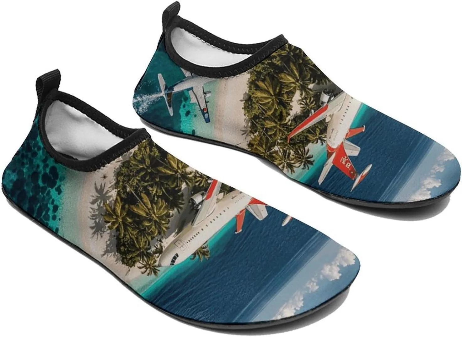 Water Shoes for Women Men Swim Beach Shoes Quick Dry Barefoot Aqua Shoes Romantic Island Airplane Pattern Sport Shoes Hiking Shoes