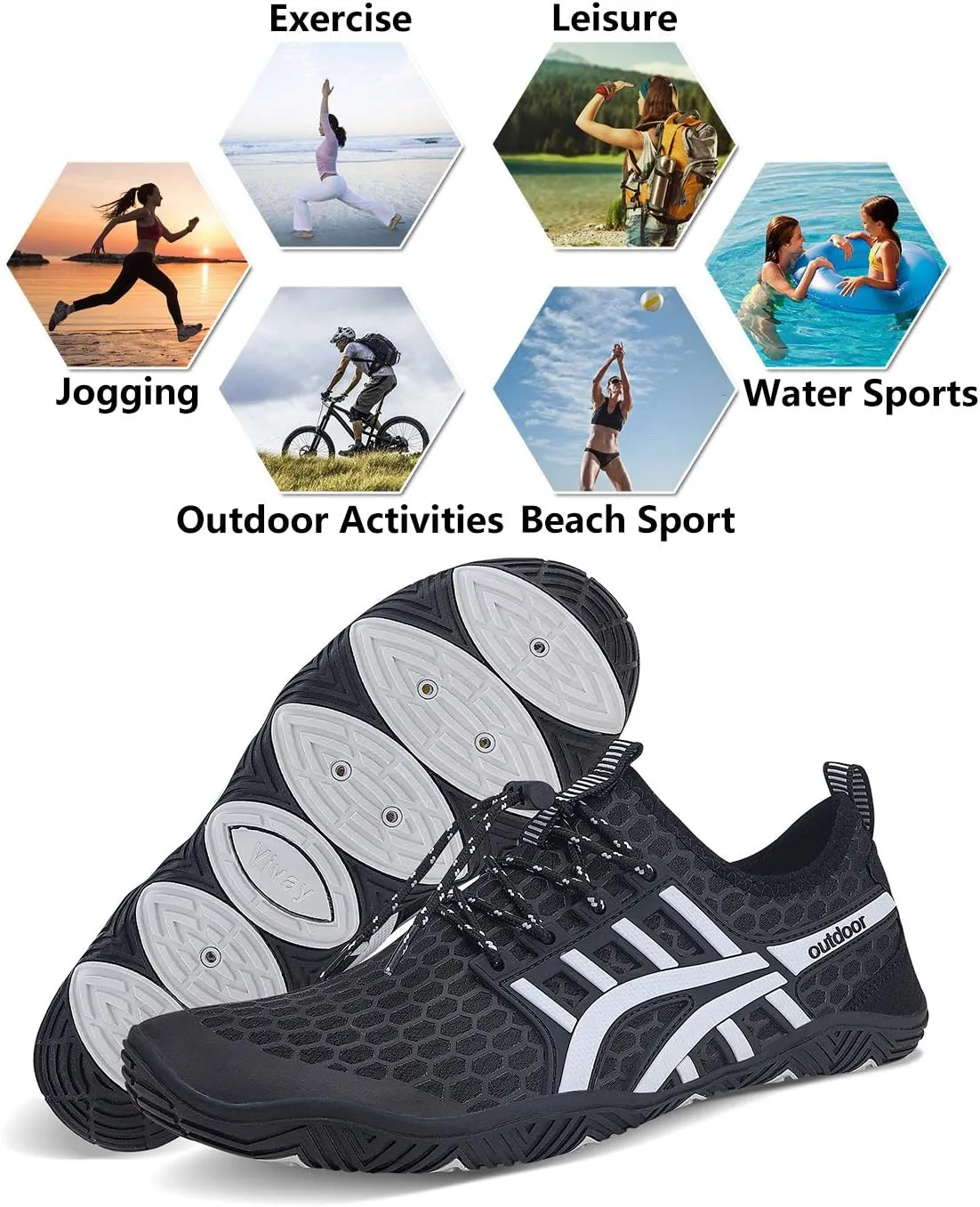 Water Shoes Mens Womens Quick Dry Barefoot Aqua Socks Diving Sports Shoes for Beach Swim Surf Pool Yoga Outdoor Trip