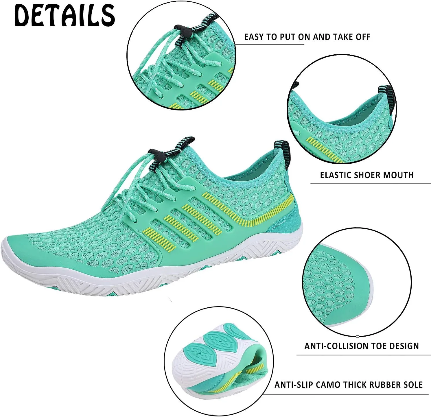 Water Shoes Mens Womens Quick Dry Barefoot Aqua Socks Diving Sports Shoes for Beach Swim Surf Pool Yoga Outdoor Trip