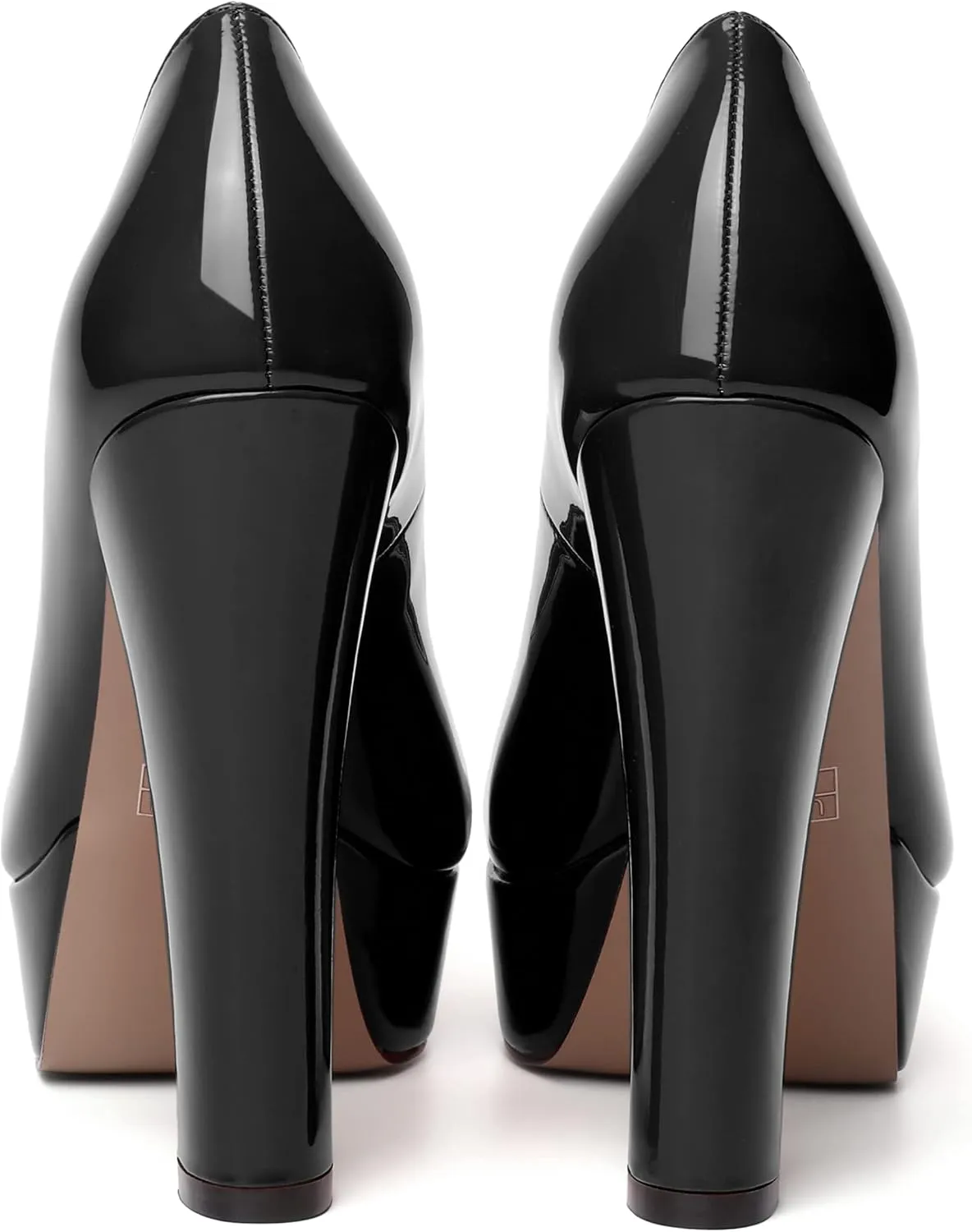 WAYDERNS Womens Round Toe Slip On Casual Platform Wedding Patent Block High Heel Pumps Shoes 5 Inch