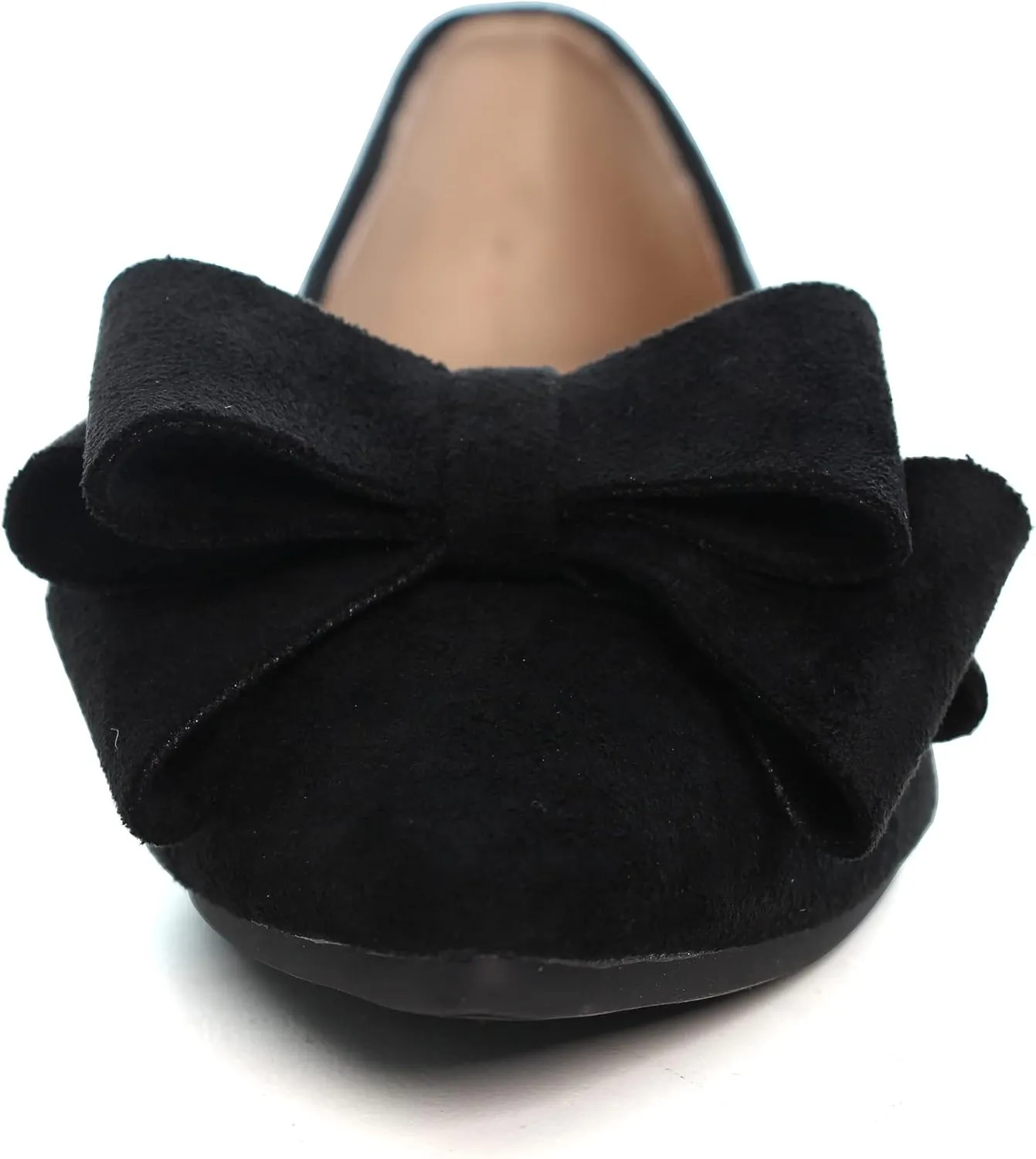 WENJIAZHIZHI Flat Dress Shoes Women Comfortable Ballet Flats Slip On Pearls Knot Dressy Shoes Pointed Toe