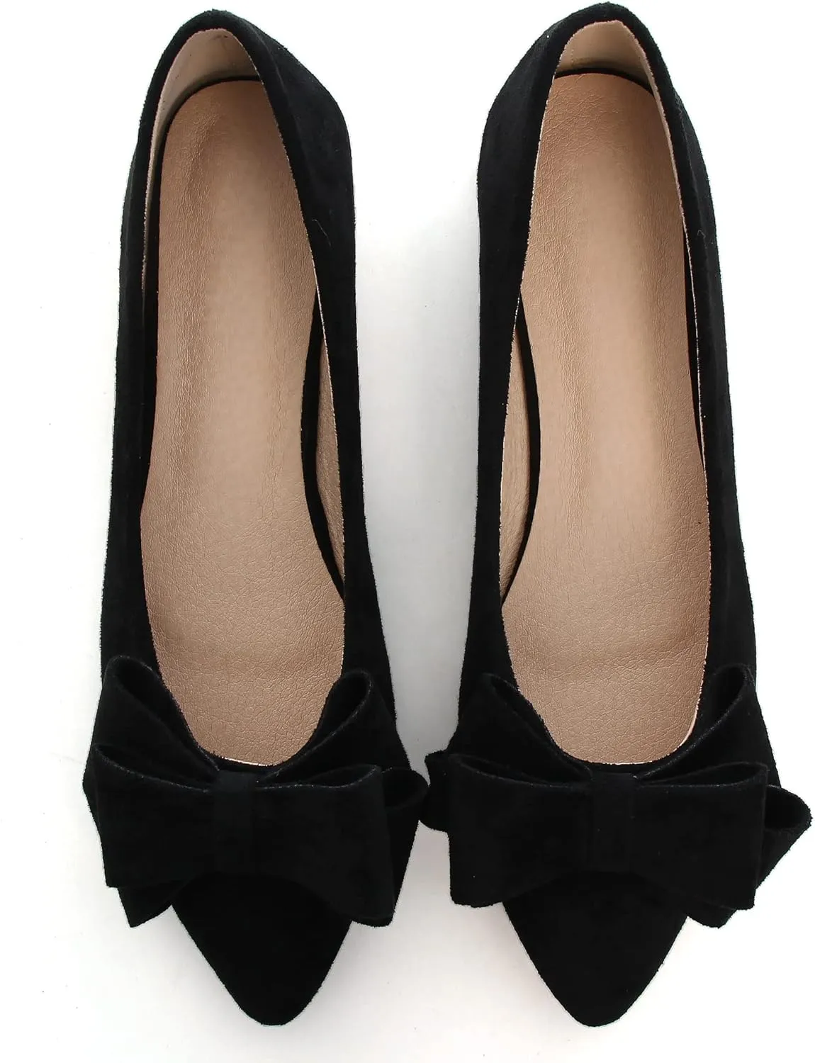 WENJIAZHIZHI Flat Dress Shoes Women Comfortable Ballet Flats Slip On Pearls Knot Dressy Shoes Pointed Toe