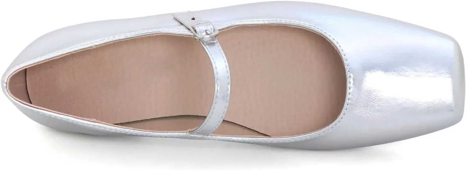 WENJIAZHIZHI Womens Square Toe Ballet Flats Comfortable Mary Jane Shoes Dressy Casual Slip-On Ballerina Walking Flat Shoes