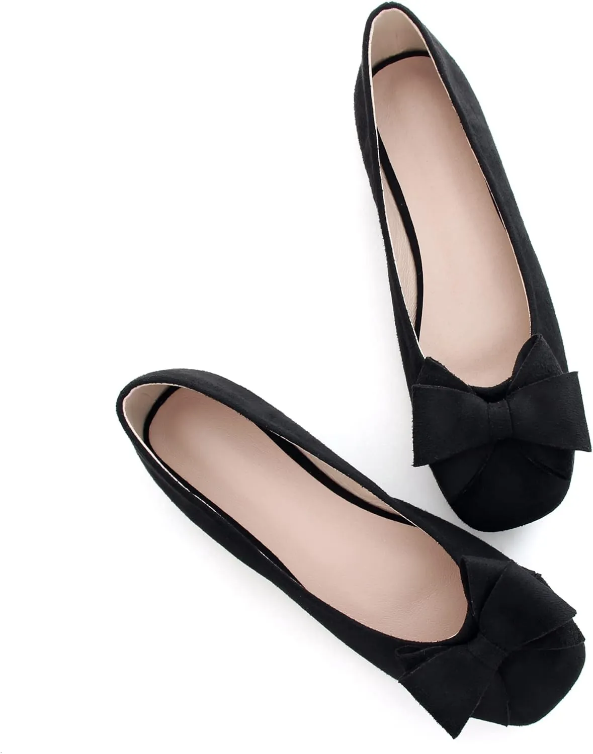 WENJIAZHIZHI Women's Square Toe Bowknot Ballet Flats Comfortable Slip-On Casual Loafers Walking Flat Dress Shoes
