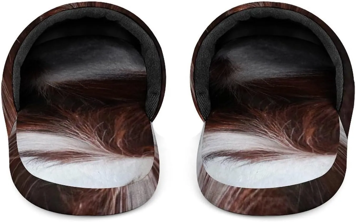 White Cowhide with Black And Brown Spots Women's House Slippers Soft Cotton Indoor Slip-On Slippers