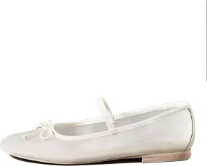 White Mesh Flats for Women Breathable Mesh Ballet Flats with Cute Bows, Dressy Fishnet Shoes with Round Toe for Comfort and Style Size 12