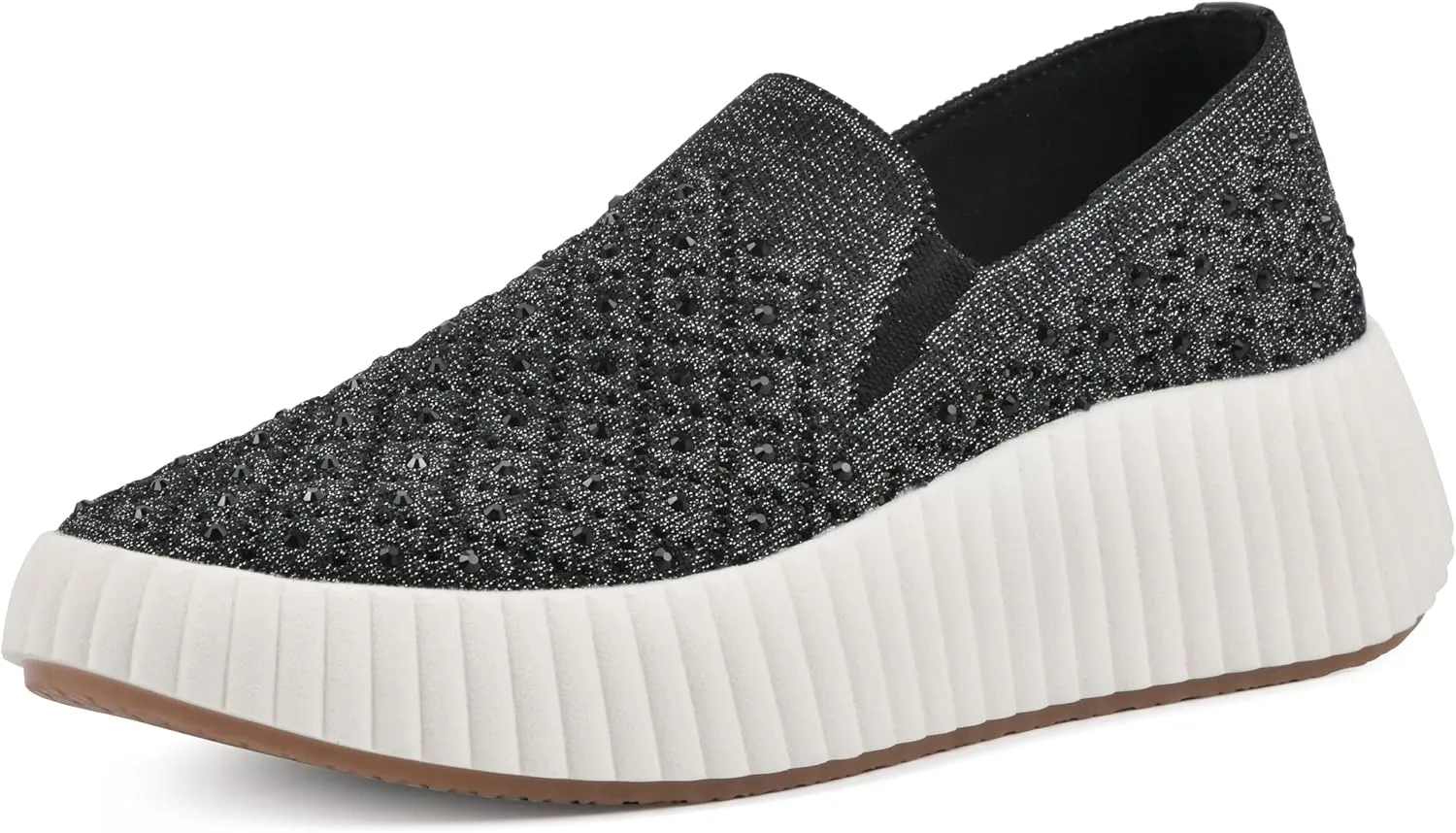 WHITE MOUNTAIN Women's Dyles Rhinestoned Woven Knit Sneaker