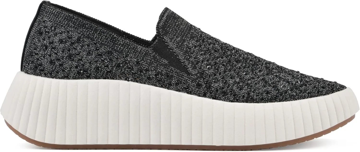 WHITE MOUNTAIN Women's Dyles Rhinestoned Woven Knit Sneaker