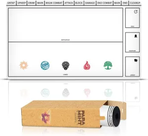 White Playmat with Zones (Stitched) - MTG Playmat - Compatible with Magic The Gathering Playmat - Play MTG, YuGiOh, TCG - Original Play Mat Art Designs & Accessories