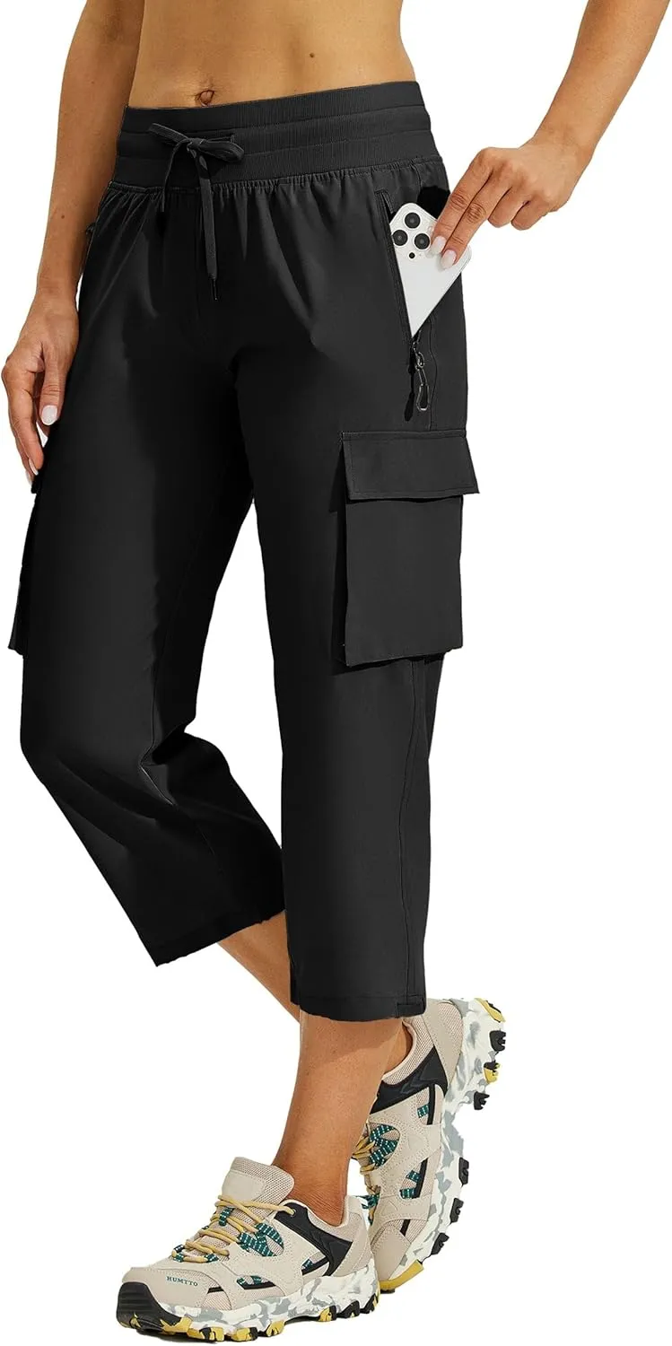 Willit Women's Cargo Capris Hiking Joggers Pants with Pockets Quick Dry Lightweight Outdoor Casual