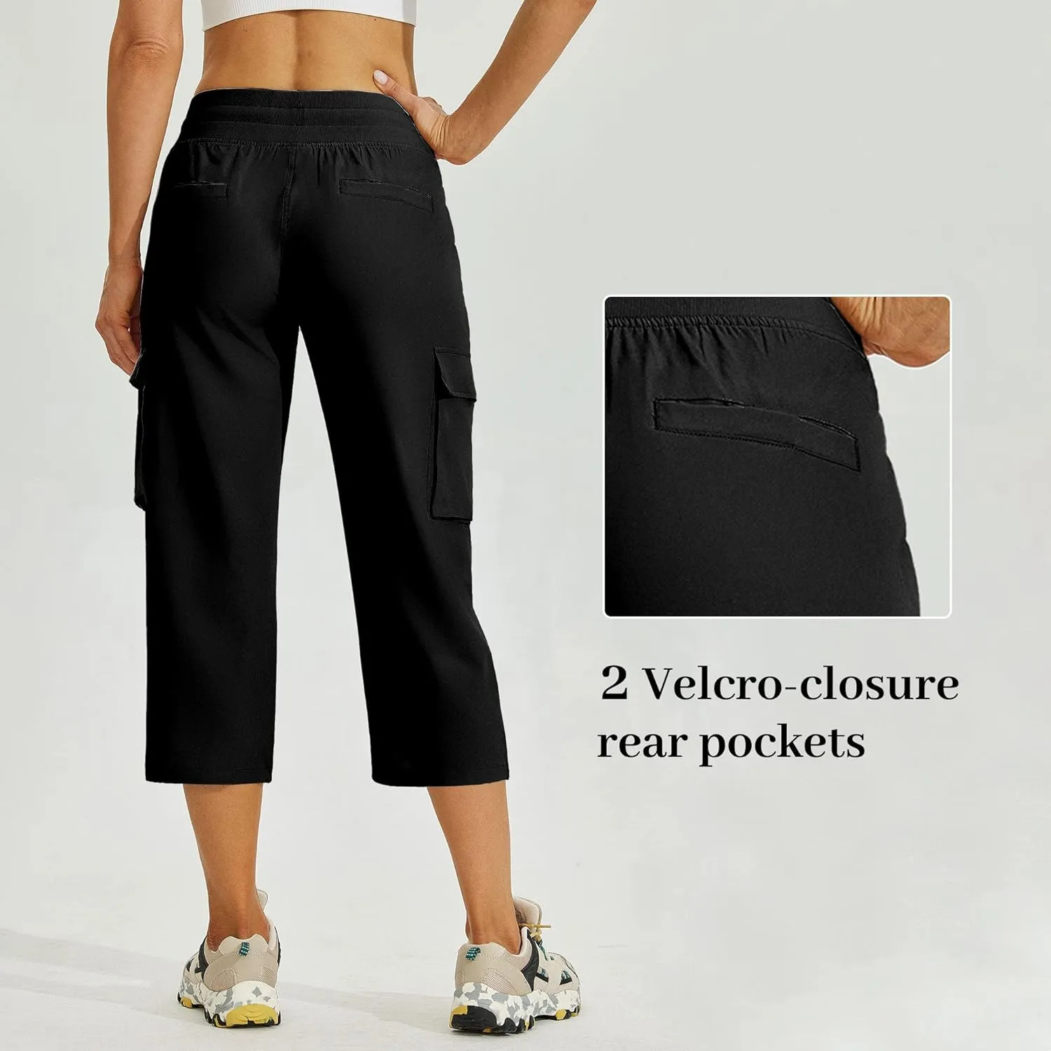 Willit Women's Cargo Capris Hiking Joggers Pants with Pockets Quick Dry Lightweight Outdoor Casual