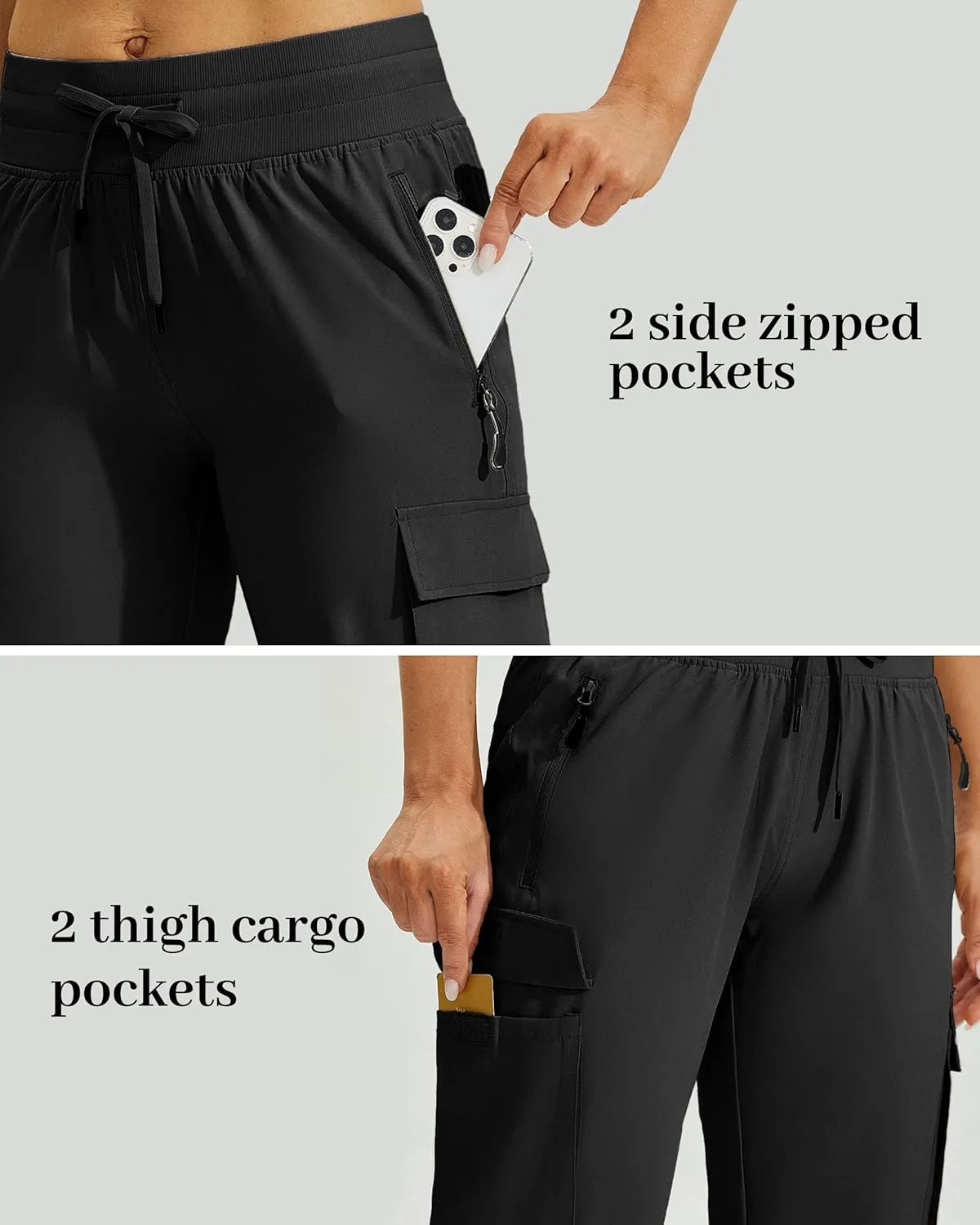 Willit Women's Cargo Capris Hiking Joggers Pants with Pockets Quick Dry Lightweight Outdoor Casual