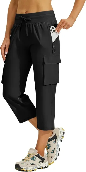 Willit Women's Cargo Capris Hiking Joggers Pants with Pockets Quick Dry Lightweight Outdoor Casual