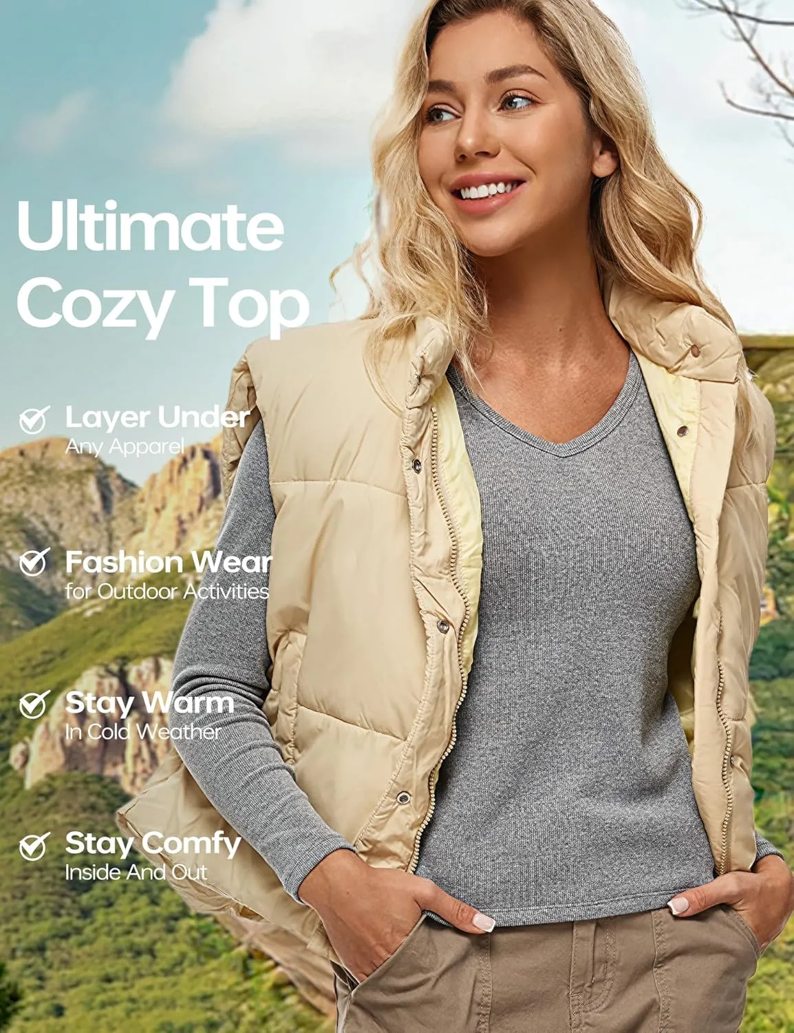 Wingslove Women's Long Sleeve Shirts Thermal Tops V Neck Built in Bra Cold Weather Fit Warm Base Layer Outfits