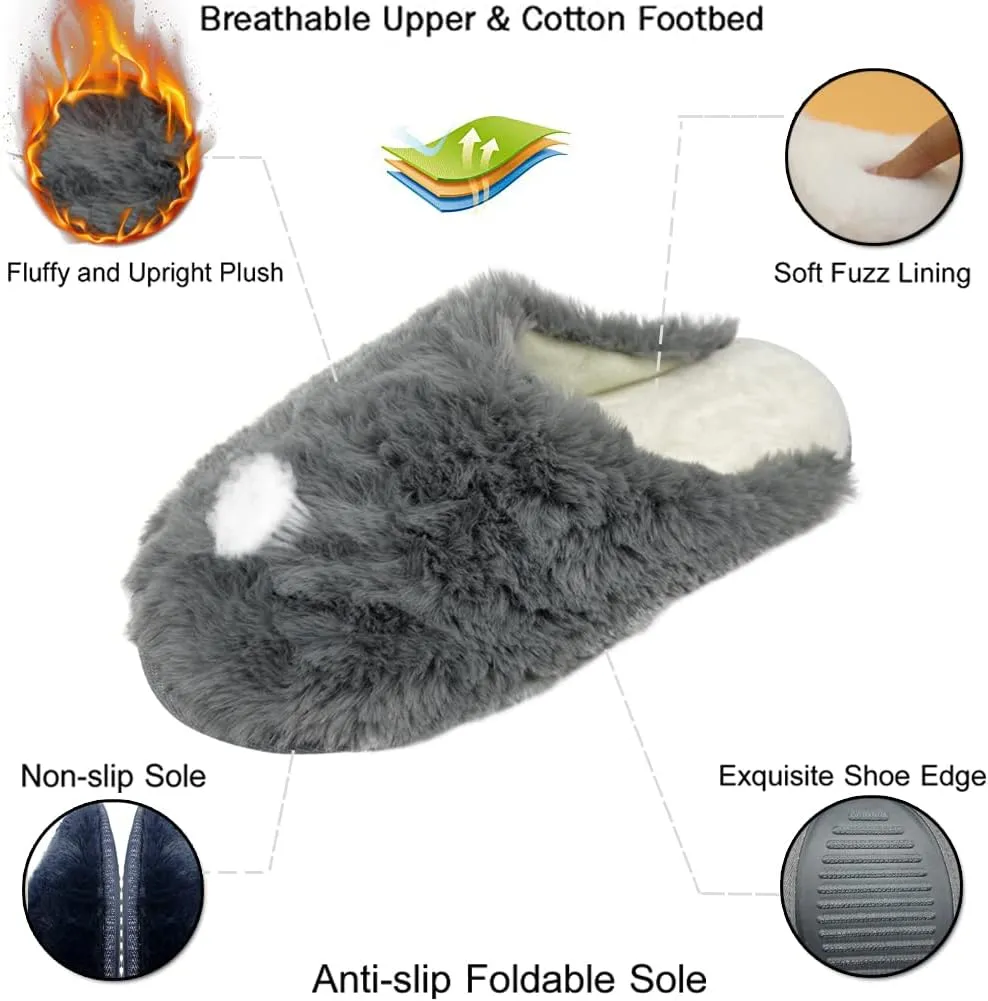 WOJWSKI Men's and Women's Slippers Memory Foam Winter House Slippers Bedroom Shoes Scuff Indoor Warm Slip On