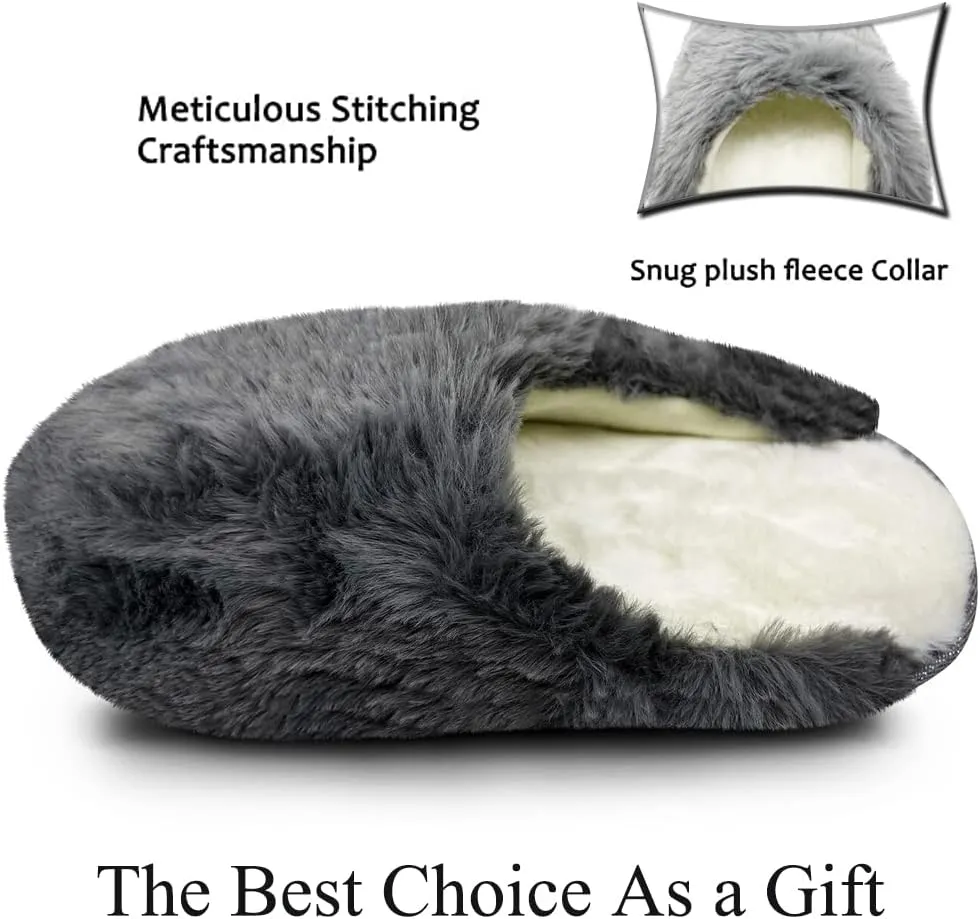 WOJWSKI Men's and Women's Slippers Memory Foam Winter House Slippers Bedroom Shoes Scuff Indoor Warm Slip On