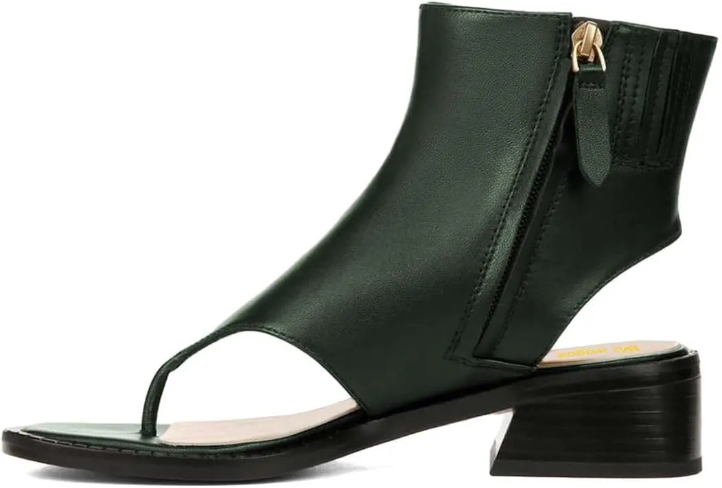 Women Ankle Sandals Boots Chunky Low Heels Flip Flop Open Toe Side Zippers Shoe Shopping Party Prom Size 4-16 US