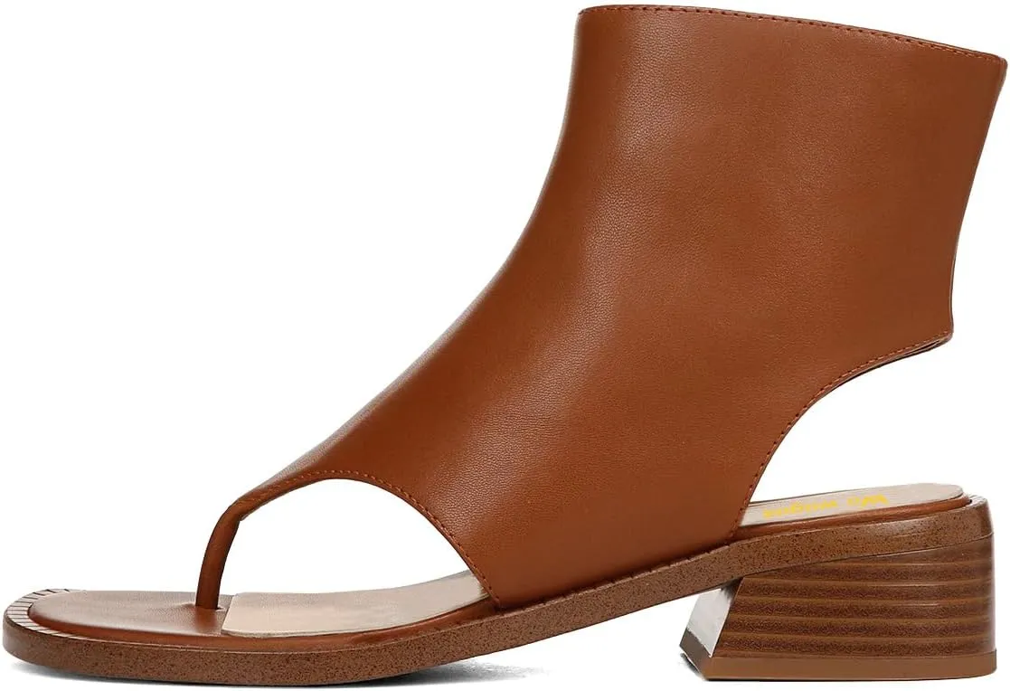 Women Ankle Sandals Boots Chunky Low Heels Flip Flop Open Toe Side Zippers Shoe Shopping Party Prom Size 4-16 US