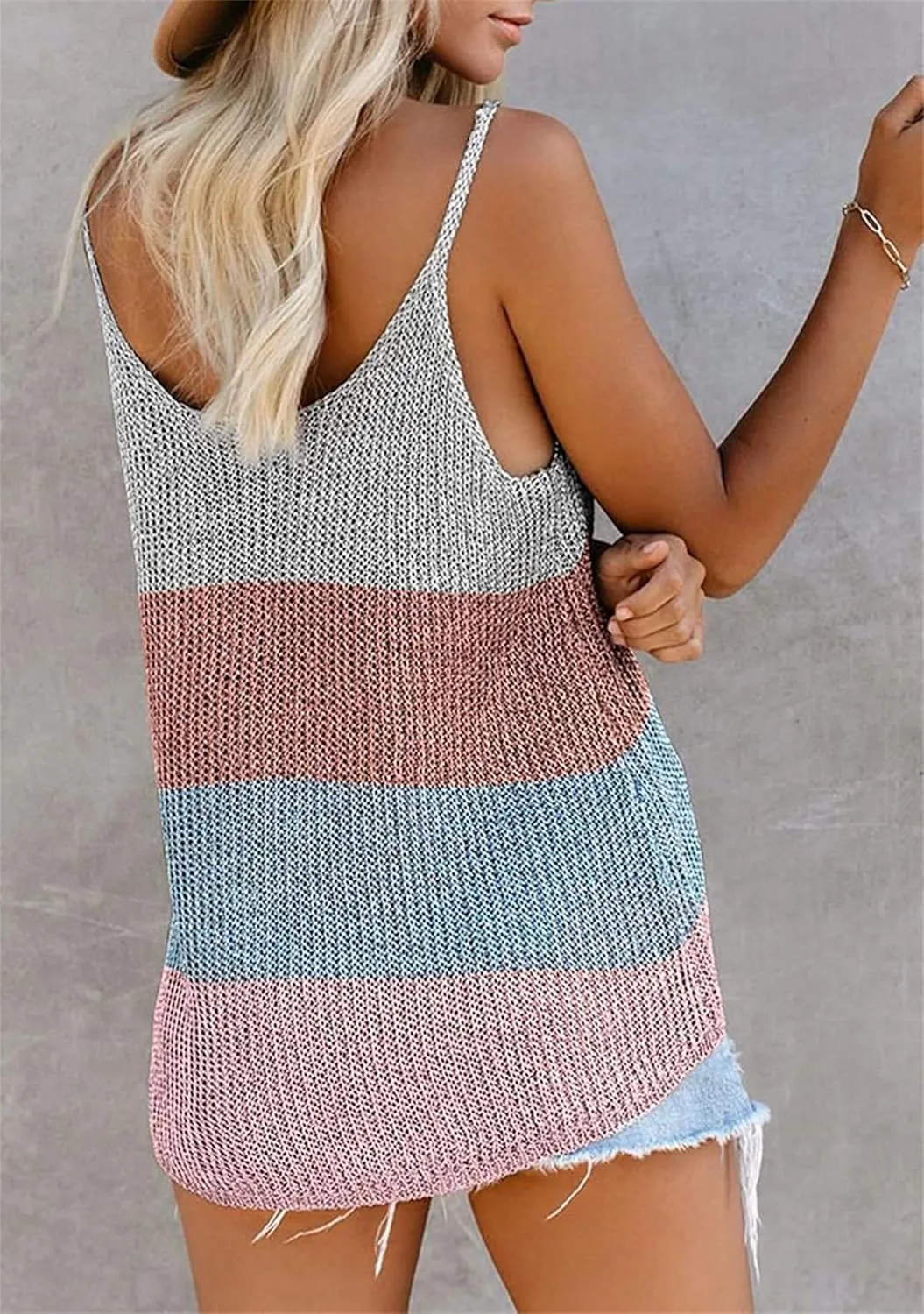 Women Summer Spaghetti Strap Tank Tops Vacation Modest Blouse Lightweight Solid Color T-Shirt