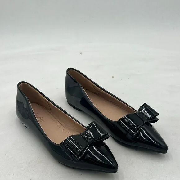 Women Sweet Bownot Pointed Toe Ballet Flat Shoes Casual Slip On Single Shoes