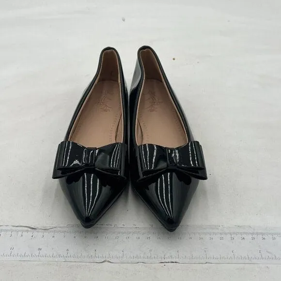 Women Sweet Bownot Pointed Toe Ballet Flat Shoes Casual Slip On Single Shoes