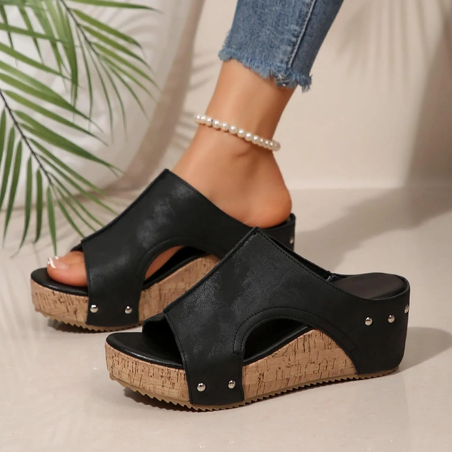 Women'S 2025 Summer Sandals Arch Support Wedge & Platform Heels, Beach Resort Dressy Or Casual Walking Shoes