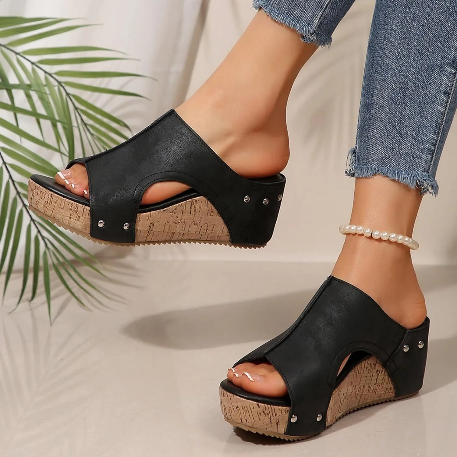 Women'S 2025 Summer Sandals Arch Support Wedge & Platform Heels, Beach Resort Dressy Or Casual Walking Shoes