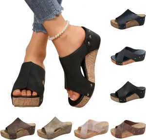 Women'S 2025 Summer Sandals Arch Support Wedge & Platform Heels, Beach Resort Dressy Or Casual Walking Shoes