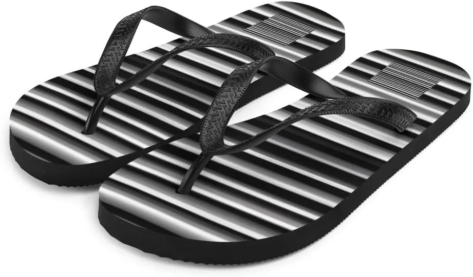 Women's Artsy Modern Black And White Striped Luxe Flip-Flops