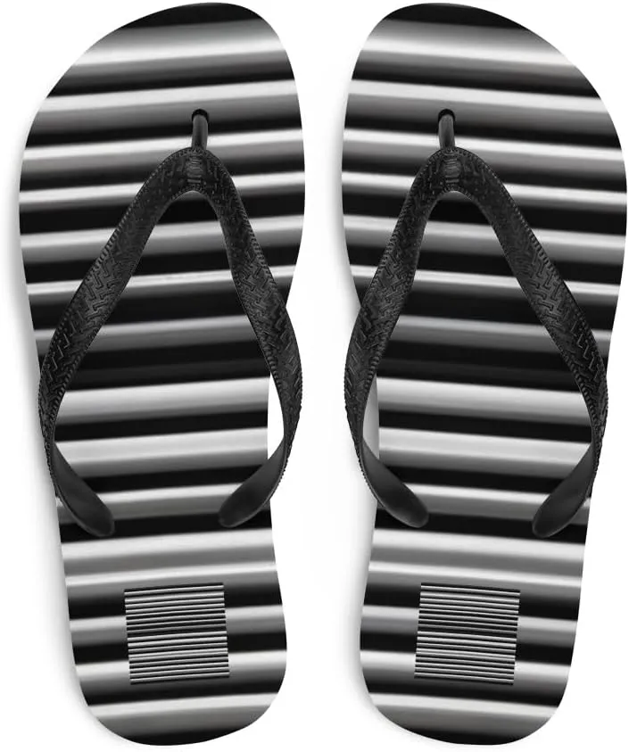 Women's Artsy Modern Black And White Striped Luxe Flip-Flops