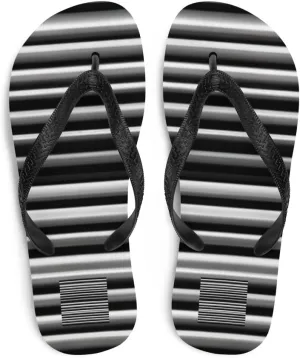 Women's Artsy Modern Black And White Striped Luxe Flip-Flops
