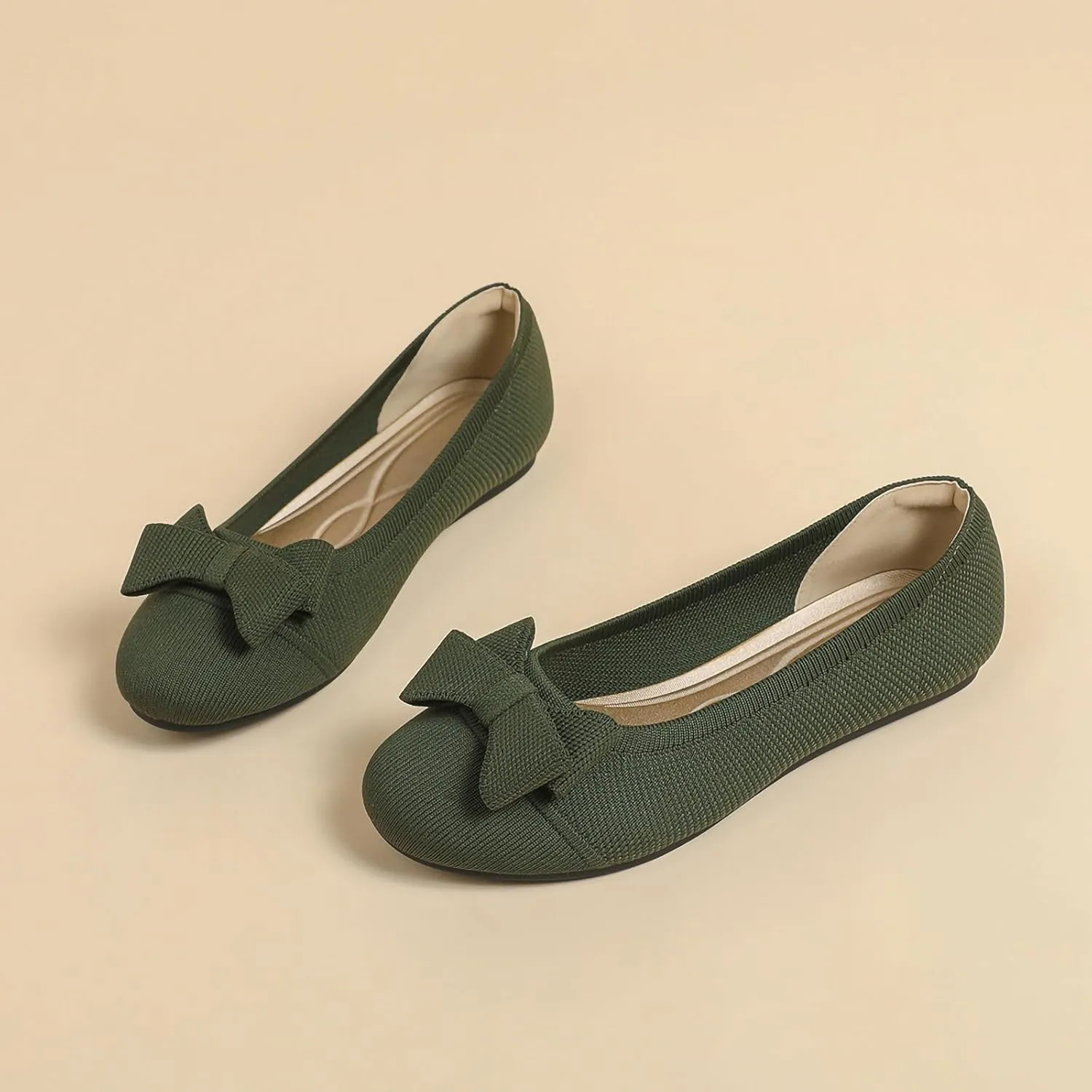 Women's Ballet Flat Shoes Casual Strap Knit Flats Round Toe Wedding Flats
