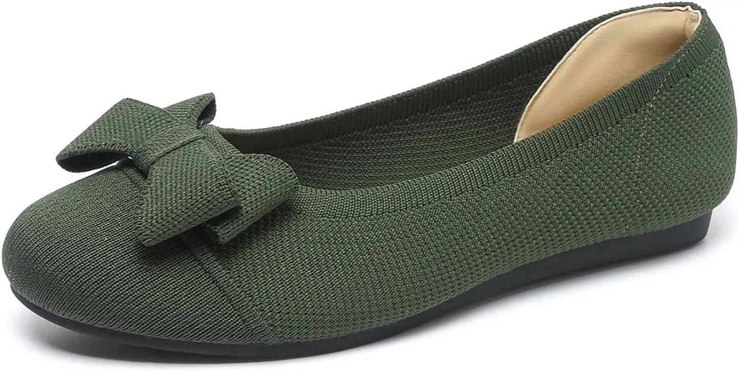 Women's Ballet Flat Shoes Casual Strap Knit Flats Round Toe Wedding Flats