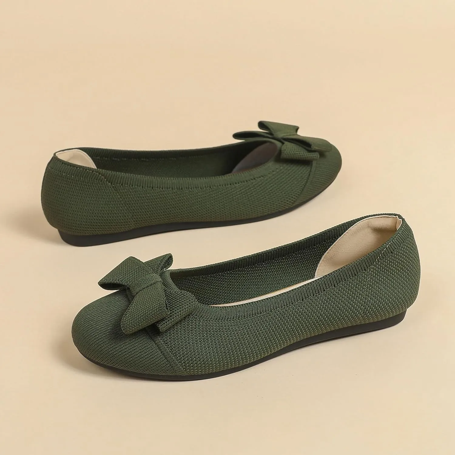 Women's Ballet Flat Shoes Casual Strap Knit Flats Round Toe Wedding Flats