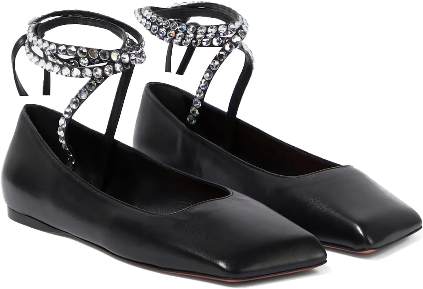 Women's Ballet Flats Ankle Strap Ballerina Flats Rhinestone Lace Up Square Toe Gliter Loafers Dressy Casual Flats for Wedding Party
