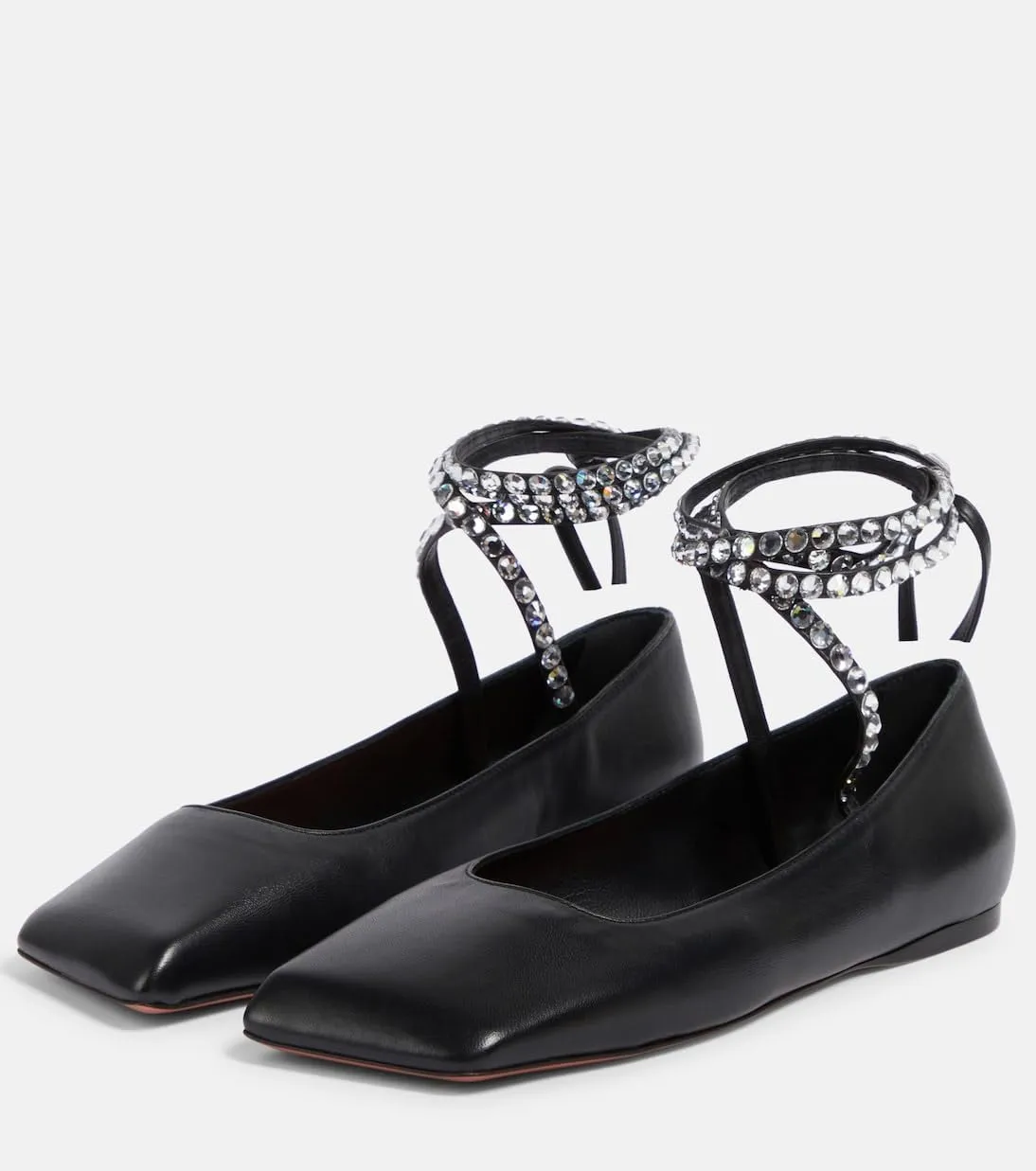 Women's Ballet Flats Ankle Strap Ballerina Flats Rhinestone Lace Up Square Toe Gliter Loafers Dressy Casual Flats for Wedding Party
