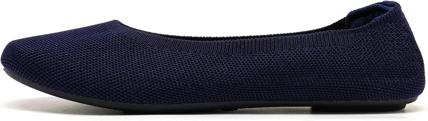 Women's Ballet Flats Dress Shoes for Women, Women Classic Round Toe Slip On Flat Walking Shoes, Women Casual Comfortable Soft Knit Black Leopard Flats Shoes