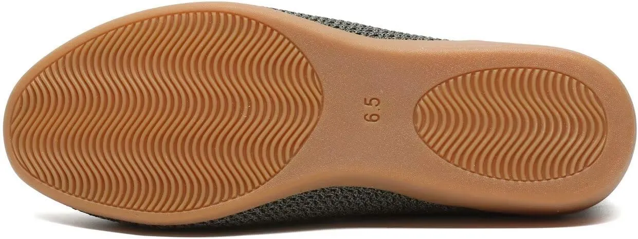 Women's Ballet Flats Knit Dress Shoes Soft Work Comfort Ballerina Slip-on Walking Shoes with Arch Support